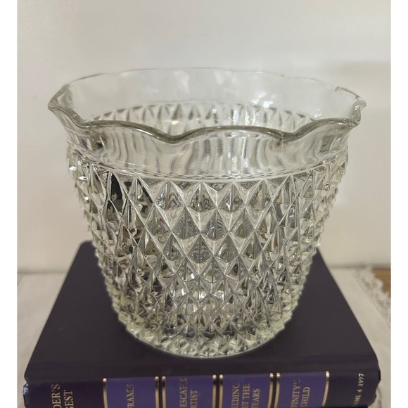 Vintage Indiana glass diamond point ice bucket wine chiller planter - Picture 3 of 8